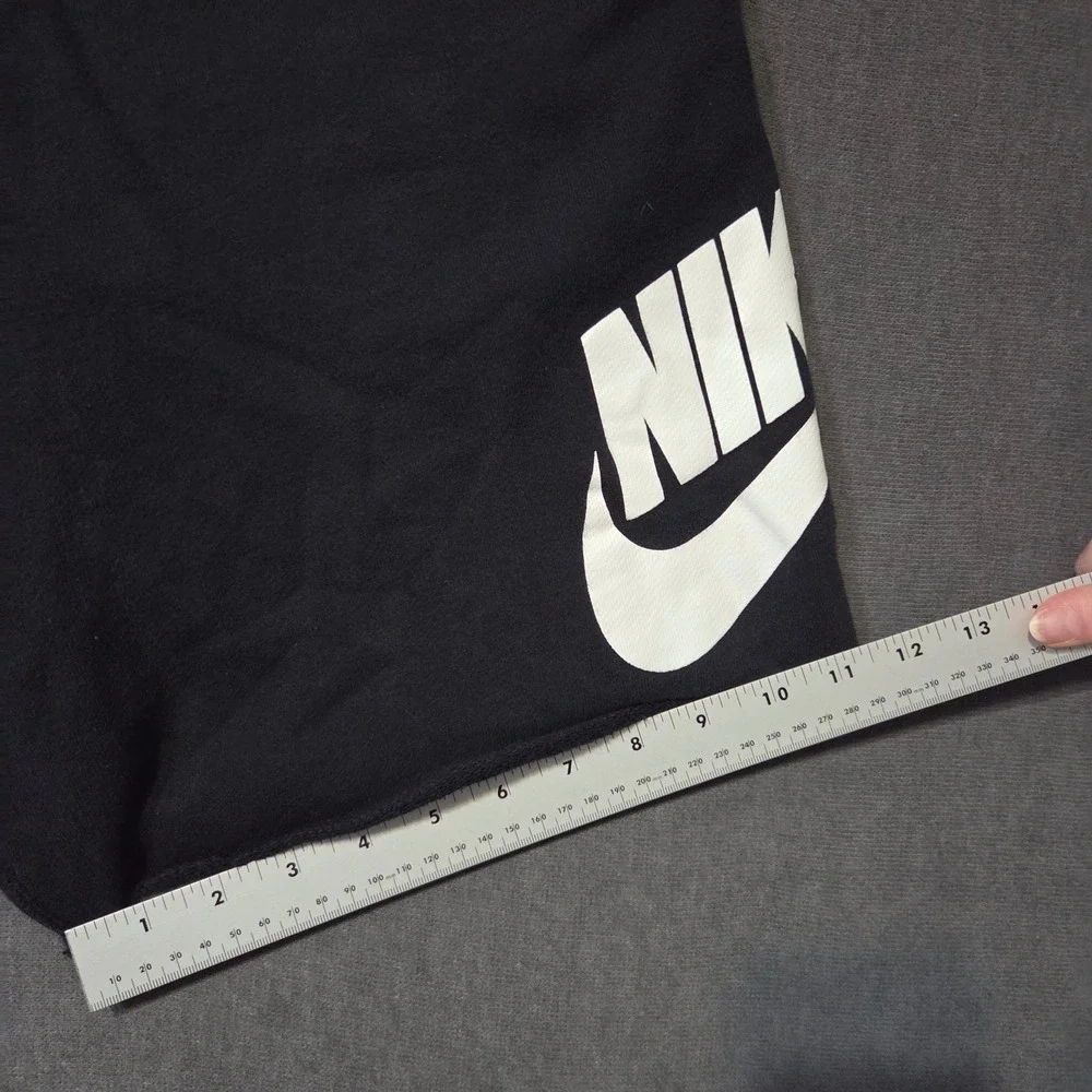 Nike Sweat Shorts Mens XL Black Graphic Logo Raw Hem Cotton French Terry